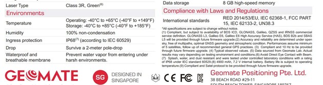 Thông số kỹ thuật máy đo RTK Geomate SG6L