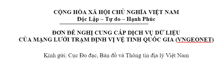 Mẫu đơn đăng ký trạm Cors